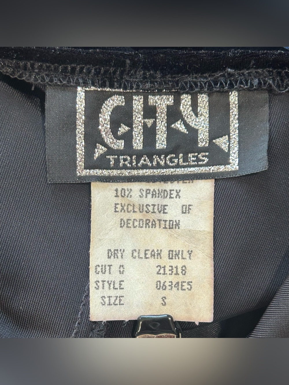 Vintage 90s City Triangles Black Velvet Dress S Embroidered Y2K Goth Whimsigoth - Picture 8 of 10